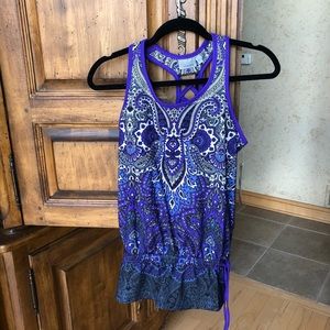 Vibrant purple & black Athleta yoga workout tank
